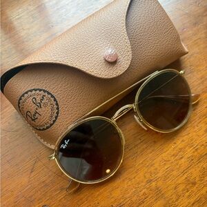 Ray-Ban Gold Frame Sunglasses with Brown Lenses